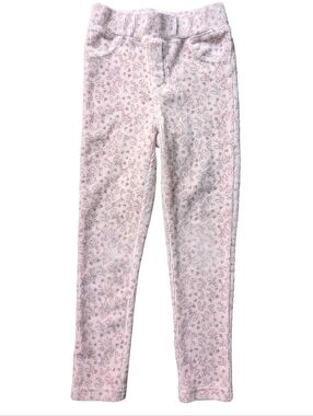 Girls' Pink Floral Ribbed Leggings